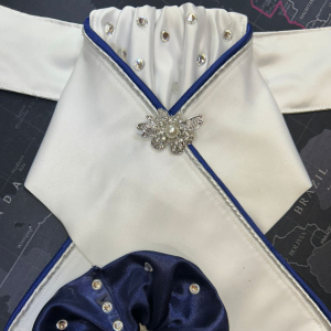 Navy Diamante Stock Tie + Matching Hair Scrunchie